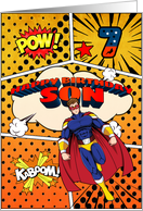 Son 7th Birthday Superhero Comic Strip Scene card