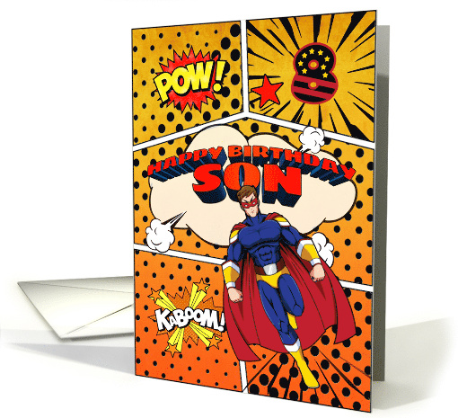 Son 8th Birthday Superhero Comic Strip Scene card (1741668)