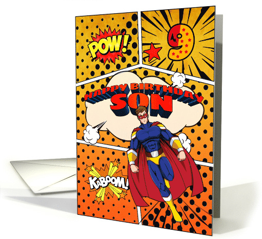 Son 9th Birthday Superhero Comic Strip Scene card (1741670)