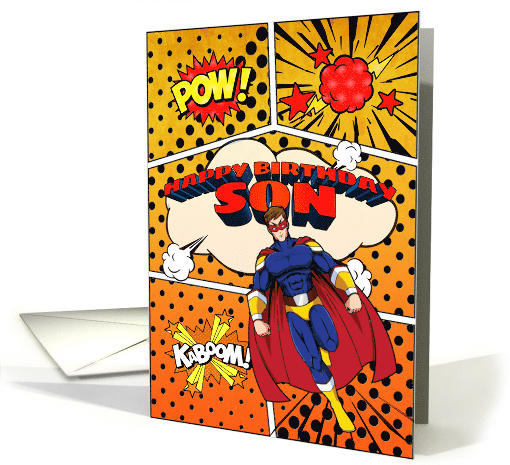 Son Birthday Superhero Comic Strip Scene card (1741672)