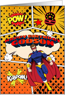 Godson 8th Birthday Superhero Comic Strip Scene card
