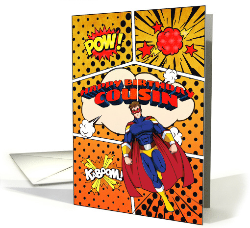 Cousin Birthday Superhero Comic Strip Scene card (1741800)