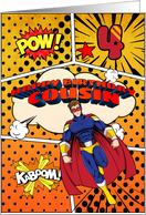 Cousin 4th Birthday Superhero Comic Strip Scene card