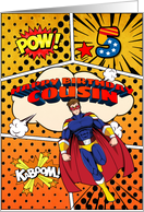 Cousin 5th Birthday Superhero Comic Strip Scene card