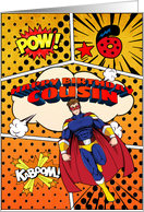 Cousin 6th Birthday Superhero Comic Strip Scene card