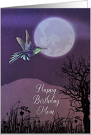 Mom Birthday Moon at Night with Hummingbird card