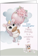 Great Granddaughter Little Girl Birthday Greetings with Unicorns card