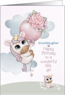 Granddaughter Little Girl Birthday Greetings with Unicorns card