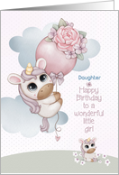 Daughter Little Girl Birthday Greetings with Unicorns card