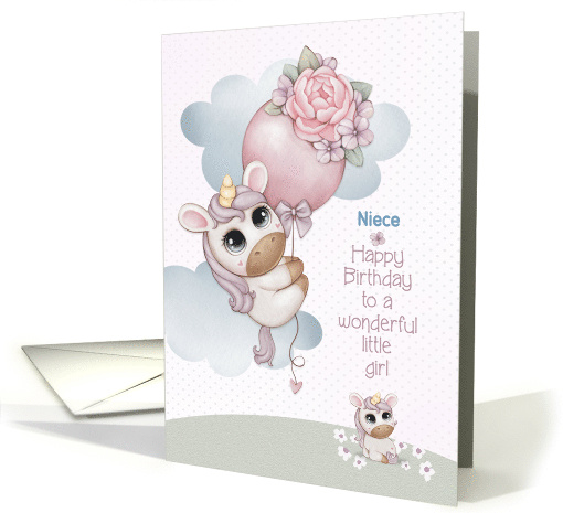 Niece Little Girl Birthday Greetings with Unicorns card (1743036)