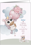 Sister Little Girl Birthday Greetings with Unicorns card