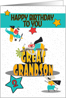 Great Grandson 2nd Birthday Comical Animals and Word Art card