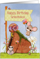 Grandniece Happy Birthday Cute Mice with Balloons card