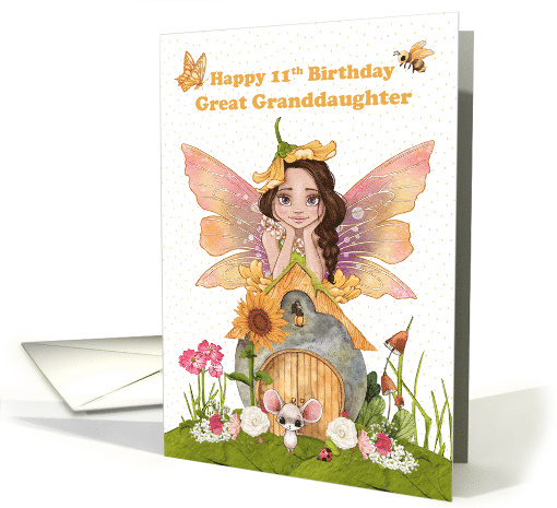 Great Granddaughter 11th Birthday with Pretty Fairy and Friends card