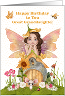 Great Granddaughter Birthday with Pretty Fairy and Friends card