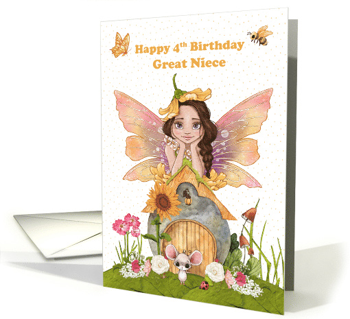 Great Niece 4th Birthday Happy Birthday with Pretty Fairy... (1755668)