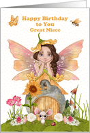 Great Niece Happy Birthday with Pretty Fairy and Friends card