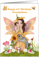 Grandniece 12th Birthday Happy Birthday with Pretty Fairy and Friends card