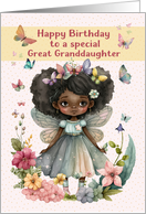 Great Granddaughter Birthday African American Fairy with Butterflies card