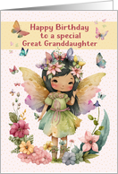 Great Granddaughter Birthday Little Asian Girl Fairy with Butterflies card