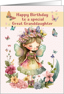 Great Granddaughter Birthday Little Girl Fairy with Butterflies card