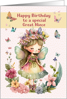 Great Niece Birthday Little Girl Fairy with Butterflies card