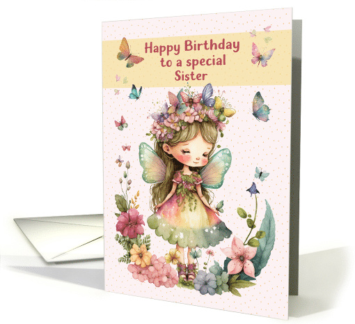 Sister Birthday Little Girl Fairy with Butterflies card (1757528)