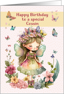 Cousin Birthday Little Girl Fairy with Butterflies card