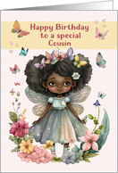 Cousin Birthday Pretty African American Little Girl Fairy card