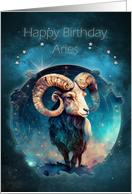 Aries Birthday with Bold Aries Ram Zodiac Sign and Constellation card