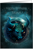 Taurus Birthday with Bold Taurus Bull Zodiac Sign and Constellation card