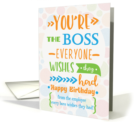 Boss Birthday from Employee Humorous Word Art card (1762520)