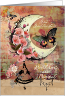 Great Granddaughter Birthday Pretty Mixed Media Moon and Butterflies card