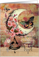 To Lovely Lady Birthday Pretty Mixed Media Moon and Butterflies card