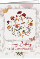 Great Granddaughter Birthday Wishes Delicate Flowers and Butterfly card