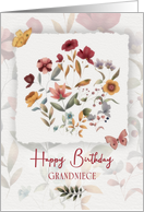 Grandniece Birthday Wishes Delicate Flowers and Butterfly card