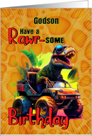 Godson Birthday Tyrannosaurus Rex in a Side by Side card