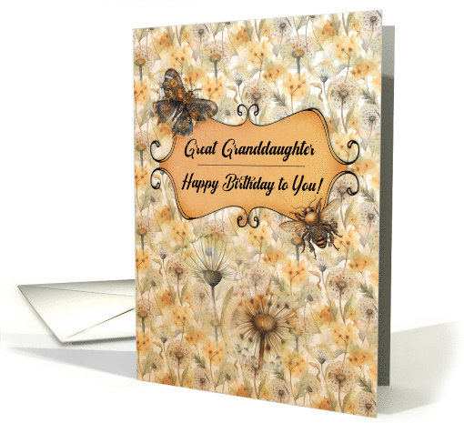 Great Granddaughter Birthday Steampunk Insects and Dandelions card