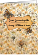 Great Granddaughter Birthday Steampunk Insects and Dandelions card