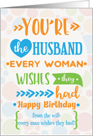 Husband Birthday From Wife Humorous Word Art card