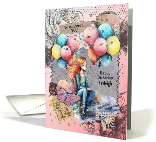 Kayleigh 14th Birthday Custom Name Teen Girl with... (1776090)