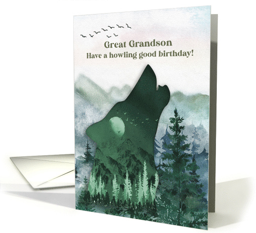 Great Grandson Birthday Howling Wolf and Mountain Scene card (1776976)