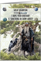 Great Grandson Birthday Norse God Odin with Ravens card
