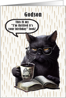 Godson Birthday Humorous Sarcastic Black Cat card