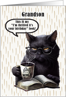 Grandson Birthday Humorous Sarcastic Black Cat card