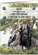 Godson Birthday Norse God Odin with Ravens card