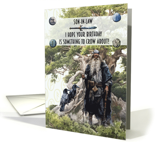 Son in Law Birthday Norse God Odin with Ravens card (1778912)