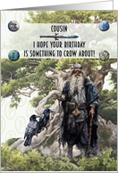 Cousin Birthday Norse God Odin with Ravens card