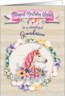 Grandniece Birthday Magical and Pretty Unicorn with Flowers card
