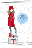 Granddaughter 17th Birthday Stylish Young Girl on Present card